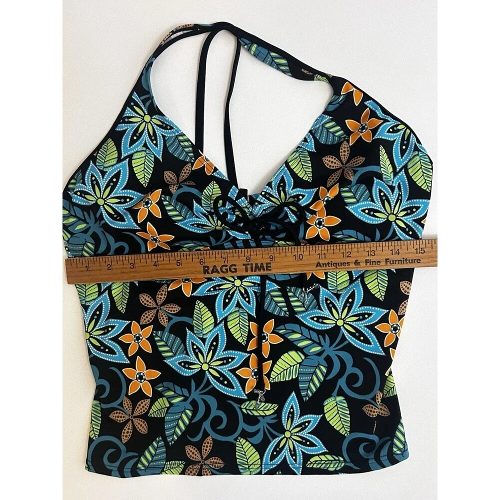 Baltex Pineapple Bay Tankini Swimsuit Size 14 Floral Black 2 Piece NWT Swim Set